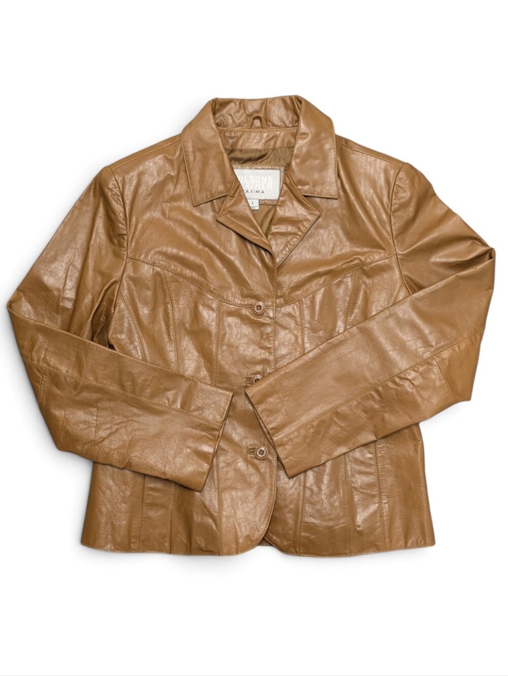 Wilson Leather Vintage Jacket Women's Large NWT Y2K Dead Stock Tan Carmel Brown